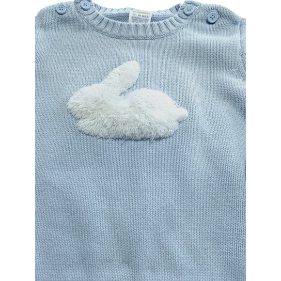 Baby Blue Knit Sweater With Bunny Appliqué By Gymboree 12-18 Mos - Picture 4 of 4